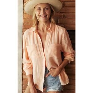 Z Supply Cotton Gauze Oversized Button Up Top M Peach Beach Cover Up Summer